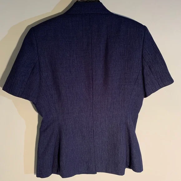 LARRY LEVINE PETITE BLUE TEXTURED SUIT - Picture 6 of 16